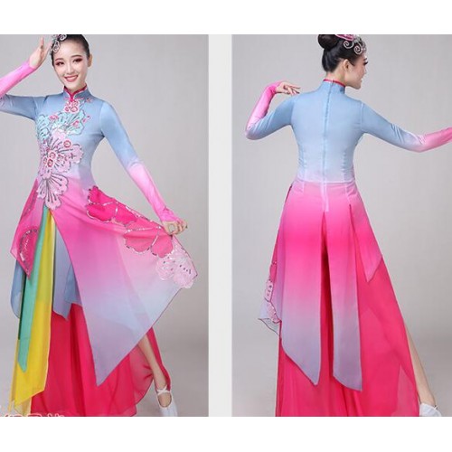 Hanfu Women's chinese folk dance costumes umbrella fan dress ancient traditional classical dance fairy drama cosplay  dresses